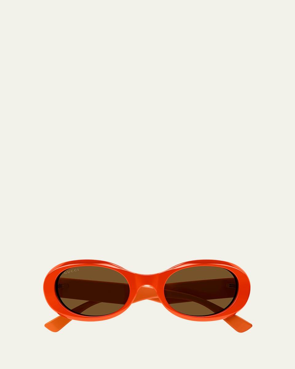 Logo Acetate Oval Sunglasses